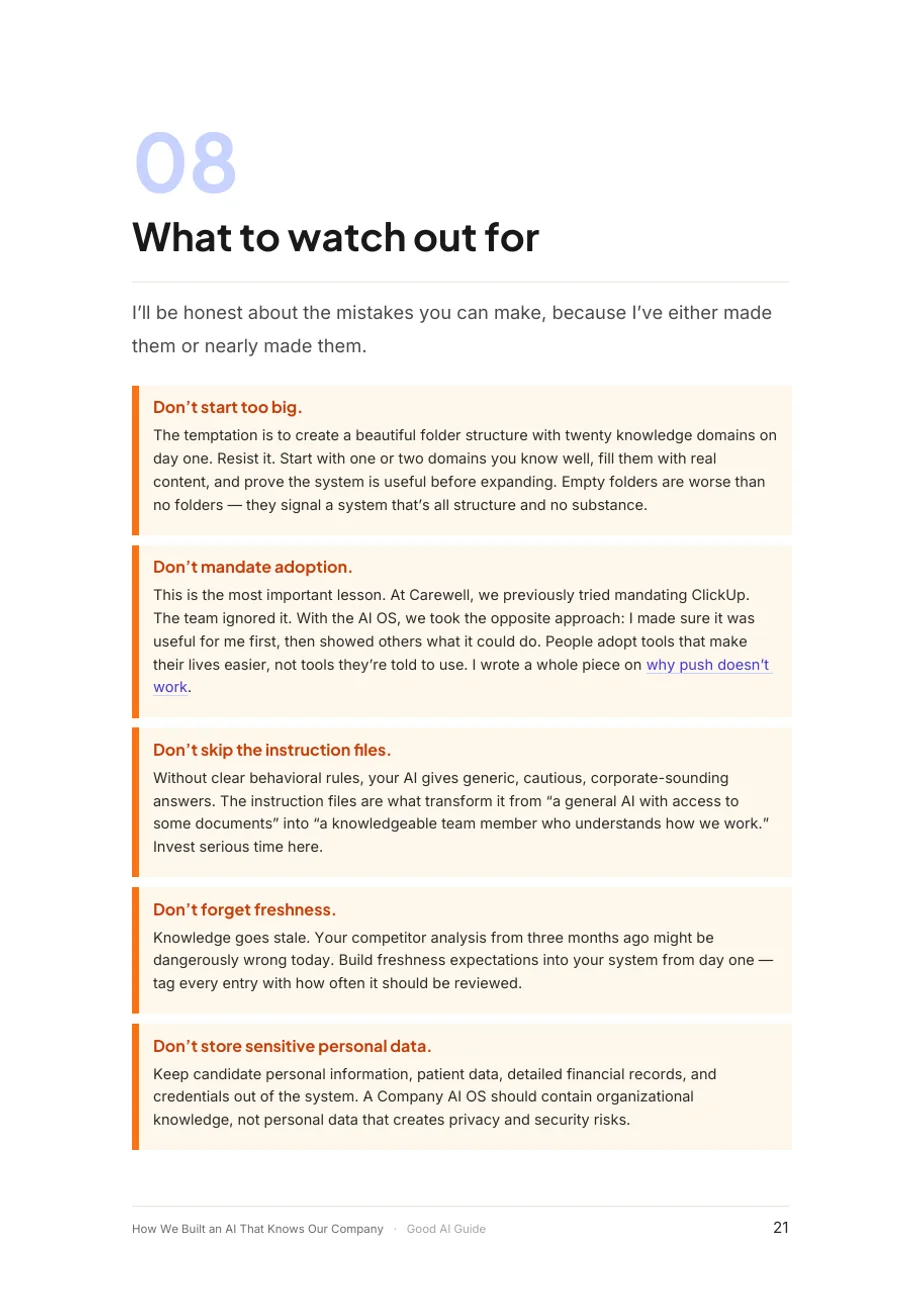 Seite 21 des Dokuments: 8. What to watch out for